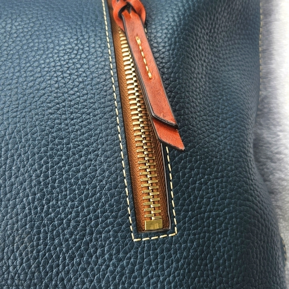 Dooney & Bourke Marine Blue Pebbled Leather Cooper Hobo Bag Leather&Gold Accents - Picture 5 of 14